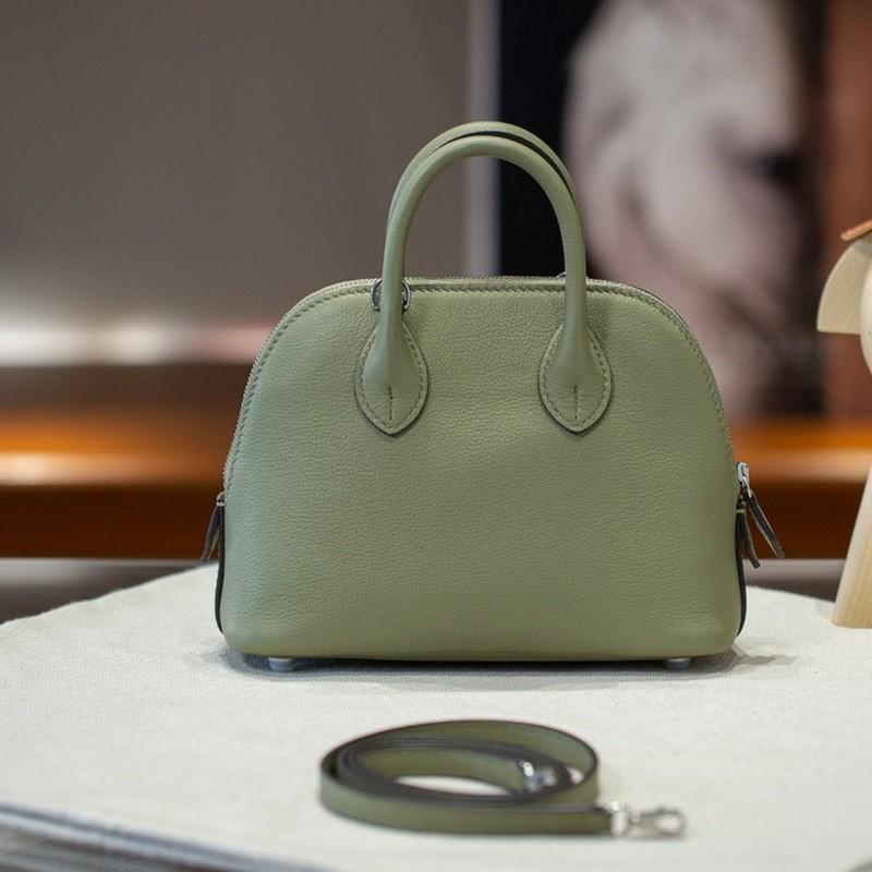 Mini Shell Shape Leather Bowling Bag