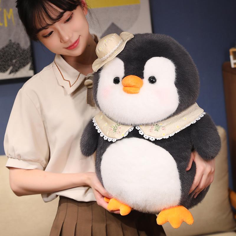 Cute hat little penguin doll plush toy aquarium penguin doll children accompany soothing doll