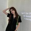 2025 Trendy Korean-Style Women's Summer Zipper Dress: Loose Casual Short-Sleeved Hooded Top