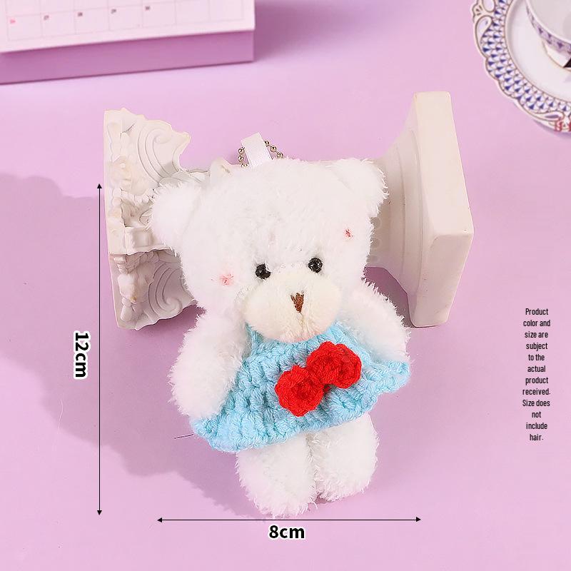 Blush Bear Doll Keychain: Cute Skirt Plush Heart Bag Charm Gift