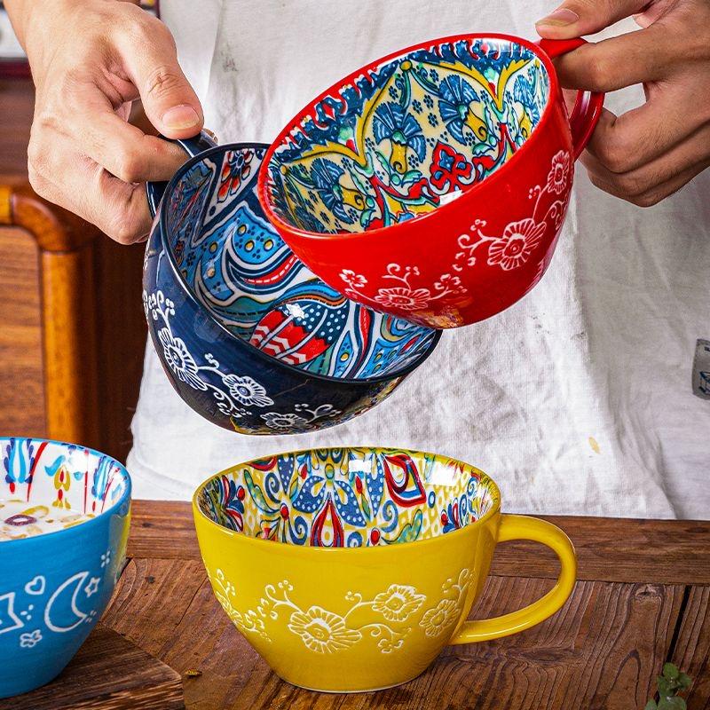 Český keramický snídaňový hrnek s vysokým vzhledem, ovesný hrnek s velkou kapacitou, hrnek na vodu, mikrovlnný hrnek na mléko a kávu