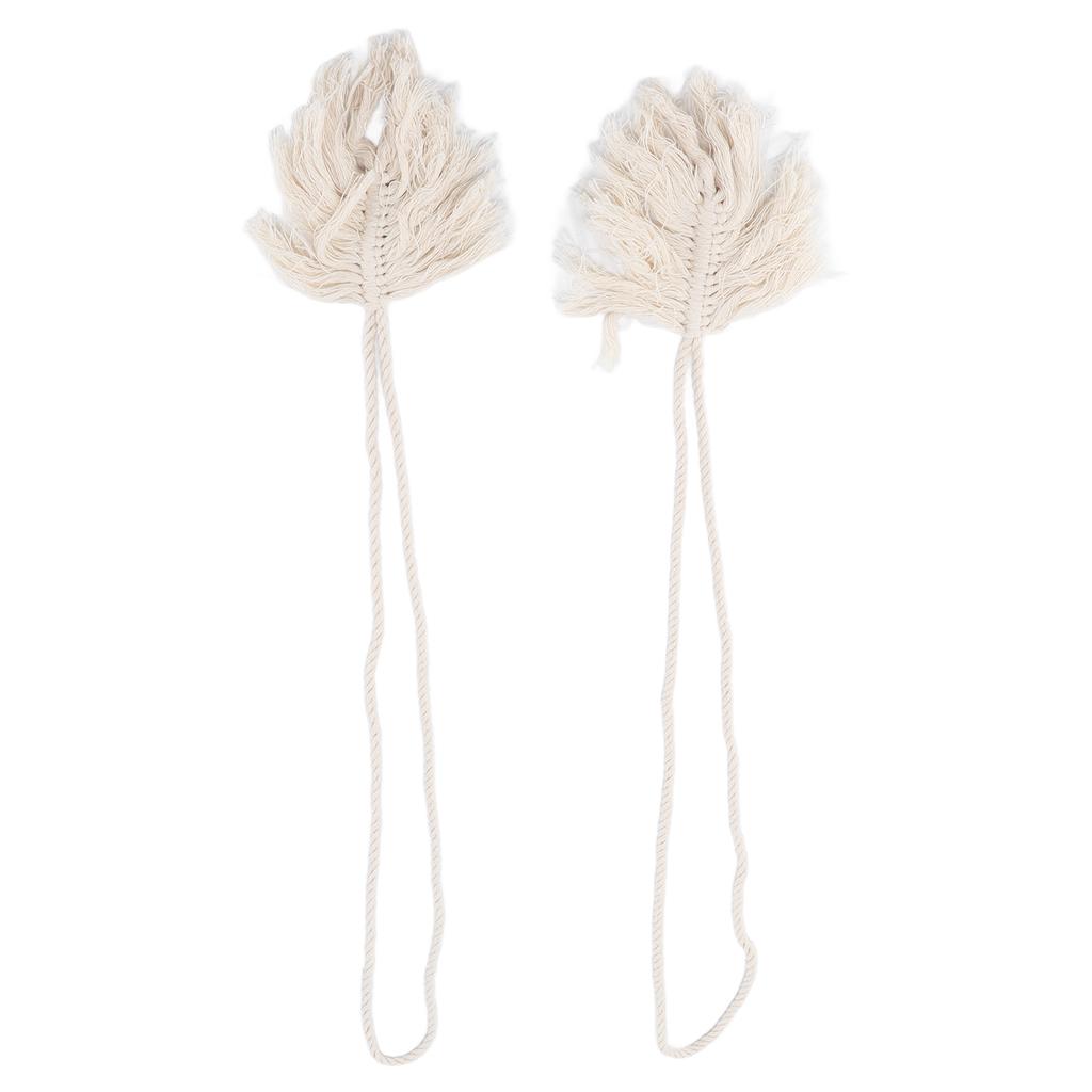 2Pcs Cotton Rope Curtain Tiebacks Leaf Shaped Tassel Curtain Clips Rope Straps for Curtain