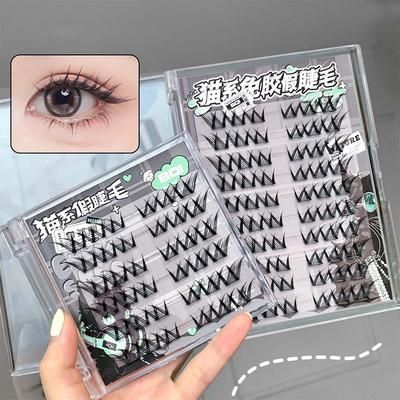 Wimpern im Katzen-Stil ohne Kleber, natürliche, selbstklebende Wimpern, wiederverwendbare Wimpern, 10–15 mm, segmentierte Wimpern mit großer Kapazität