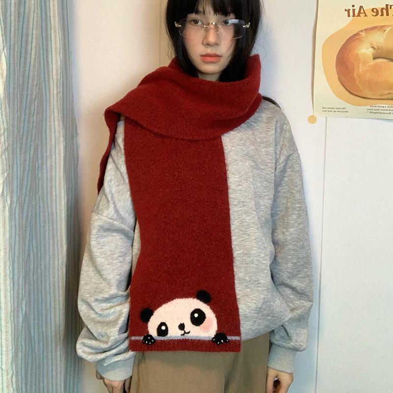 Luochi Cartoon Animal Knit Neck Warmer Scarf - Cozy Autumn Winter Accessory for Students & Couples