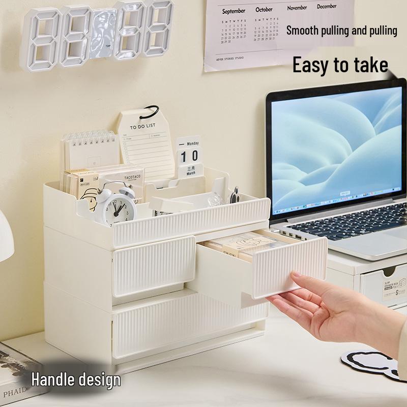 Stackable Multi-Layer Cosmetic Storage Box: High-End Skincare & Lipstick Organizer with Desktop Drawers