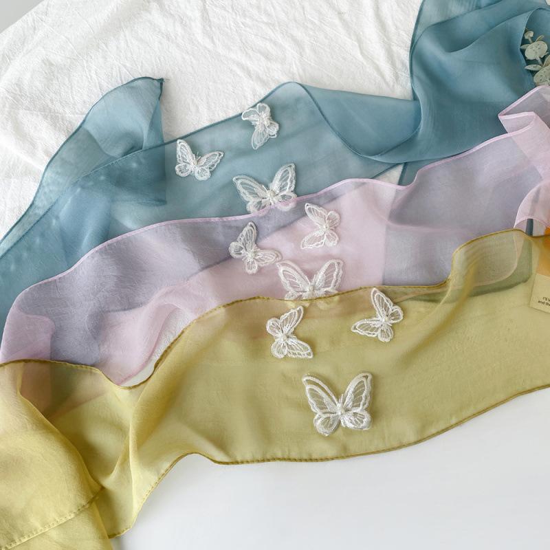 Butterfly Solid Color Scarf for Women Lace Fairy Style Hair Band Turban French Niche Elegant Scarf