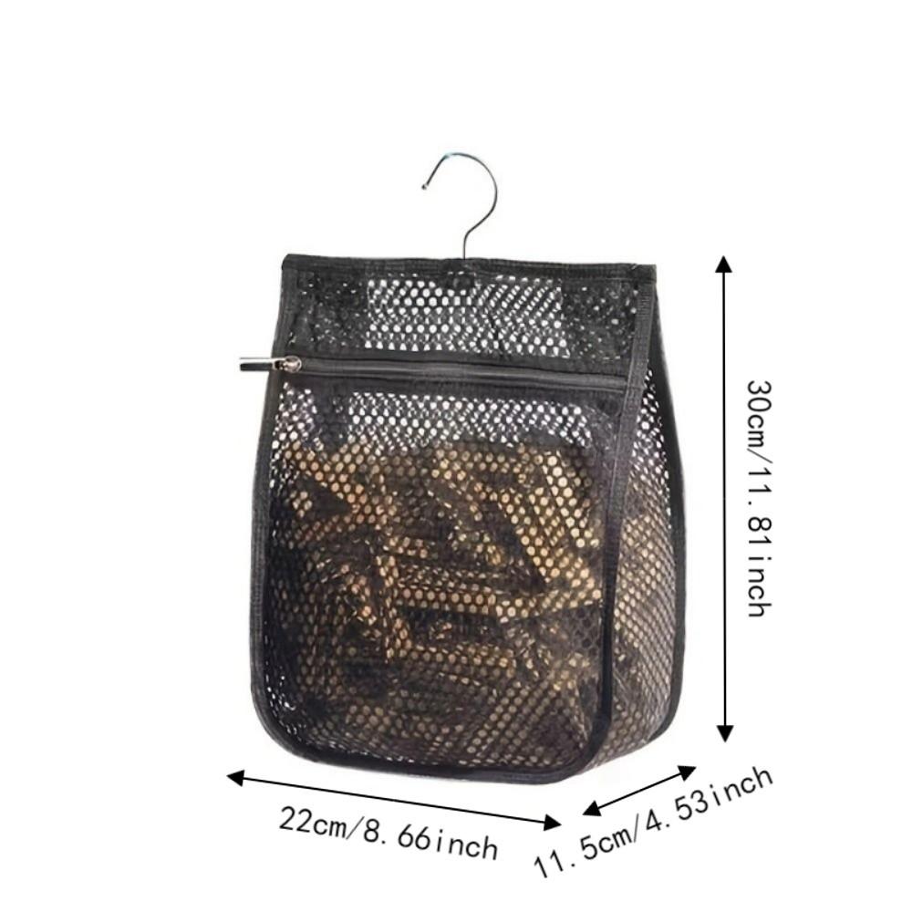 Large Capacity Mesh Clothespin Bag Zipper Closure Clothespin Hanging Bag for Home
