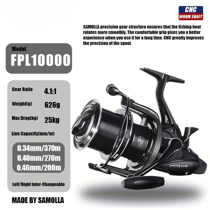 

Высокопроизводительная спиннинговая катушка для морской и пресной воды с двойным сопротивлением и высоким усилием сброса, 6+1BB подшипник и двойная направляющая 10000