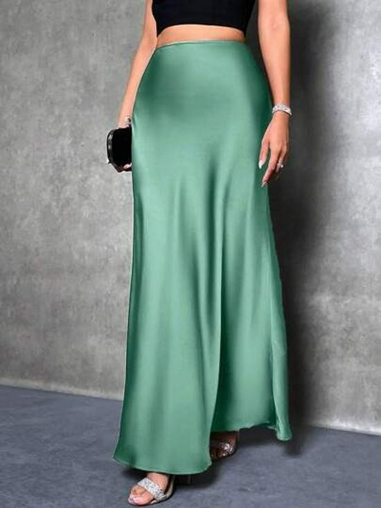Gonna lunga in raso a trapezio per autunno/inverno – Moda femminile in stile europeo e americano