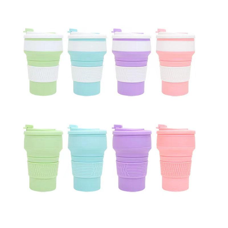 350ml Silikon Faltbarer Wasserbecher Outdoor Camping Reise Tragbarer Sportbecher BPA FREI Lebensmittelqualität Becher Tasse Tee Kaffee Tassen