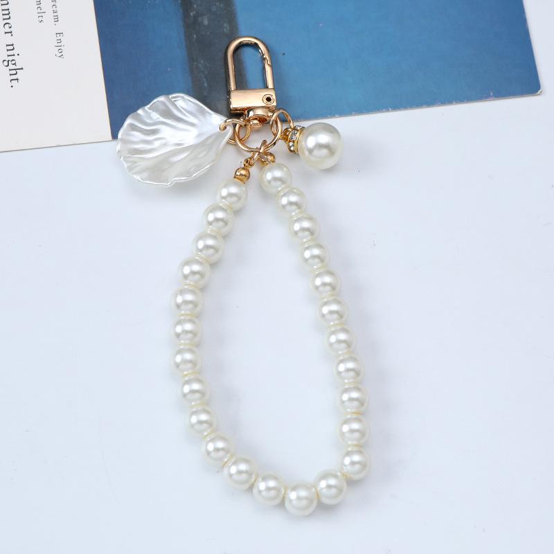 Korean Pearl Shell Keychain & Retro Beaded Bracelet Lanyard