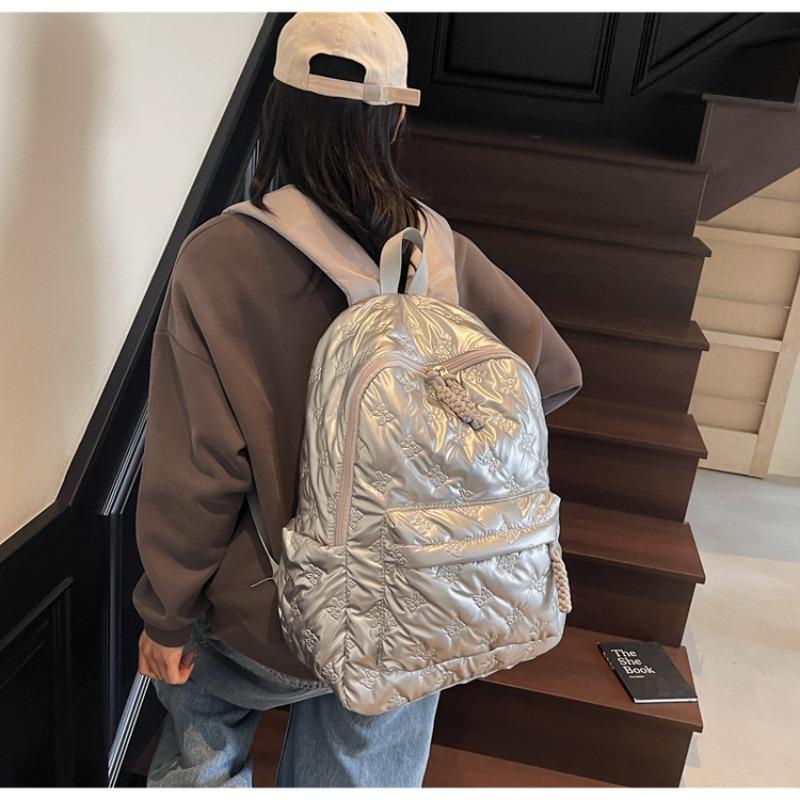 Quilted Backpack Casual Lightweight Daily Use Backpack for Women Fashion Quilted Design Ideal for School Commute Travel and Everyday Outings