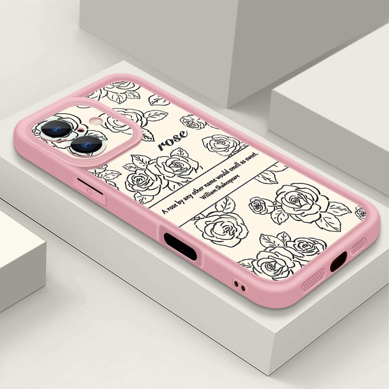 Rose Flowers Candy Color Phone Case For iPhone 16 Pro Max 16e 14 15 Pro Max Plus 13 12 11 Pro 7 8 XR X XS Shockproof Bumper TPU Silicone Cover