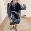 A New Loose and Versatile Sleeveless Vest Jacket for Autumn and Winter, Featuring A Retro Striped Knitted Waistcoat for Women