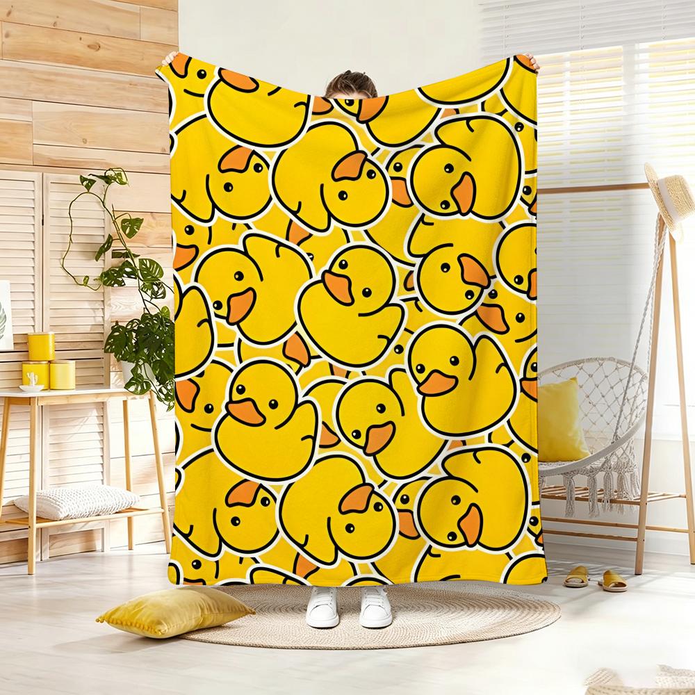 Cute Cartoon Ducks Throw Lightweight 240G Flannel Blanket Soft Skin-Friendly For Summer Cooling