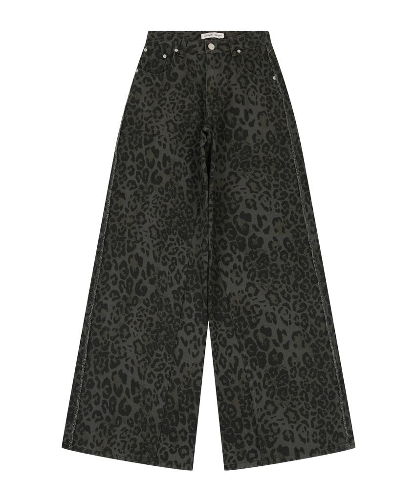 ORDINARY HOLIDAY Leopard Wide Pants [Khaki]