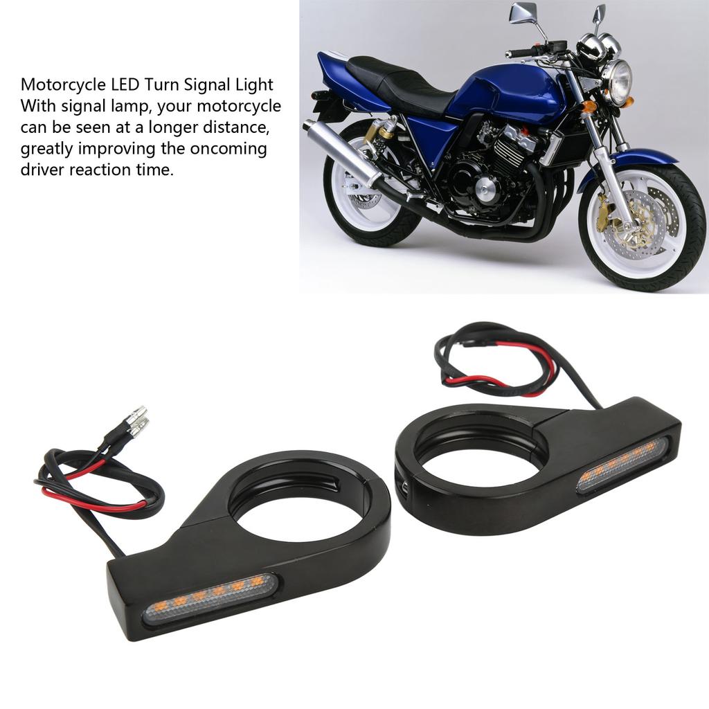 12V Motorcycle LED Turn Signal Light Waterproof Bright Blinker Lamp for 41mm Fork Tubes