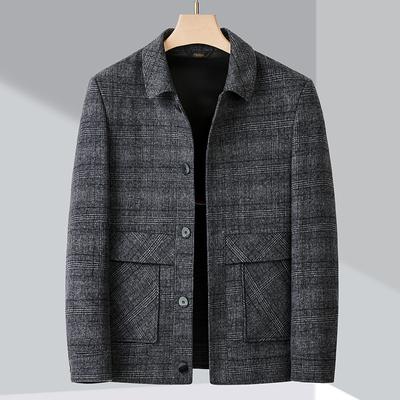 Autumn New Woolen Men's Short Casual Thickened Coat