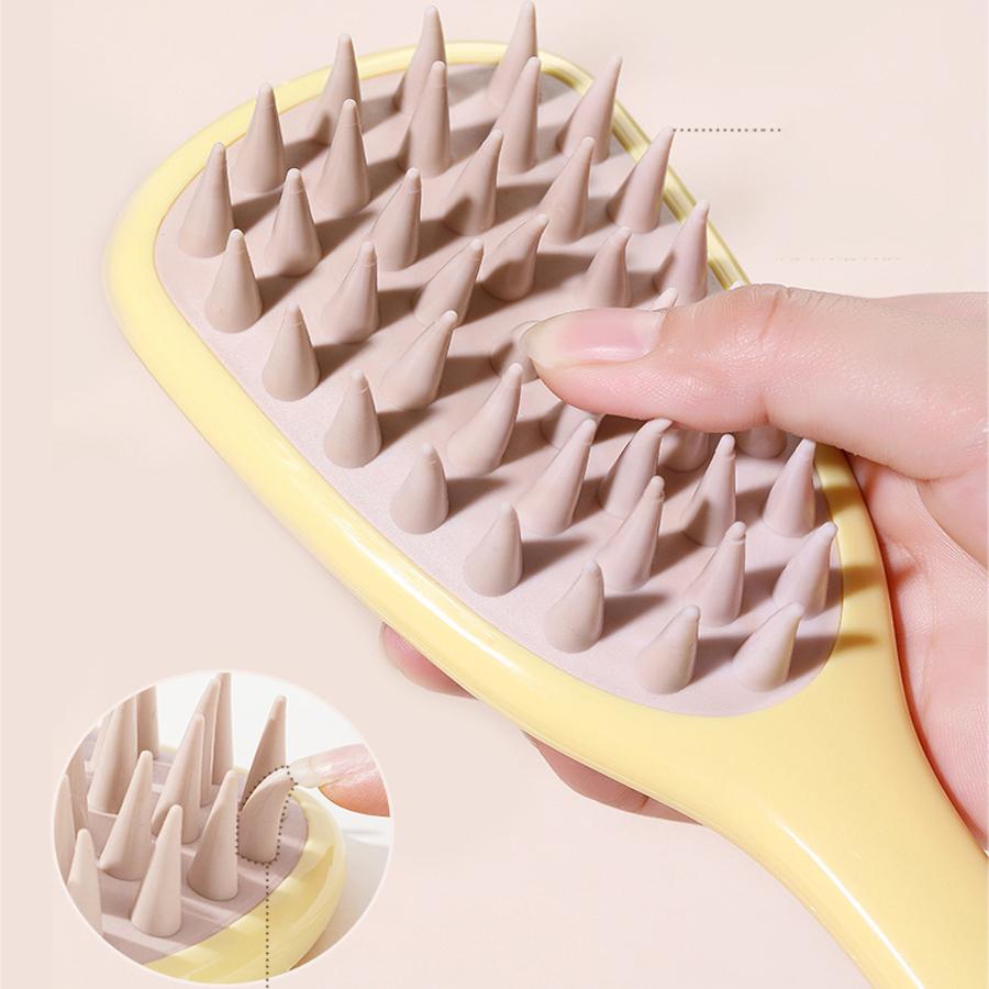 1PCS Ginkgo Biloba Shampoo Brush Massager Silicone Coarse Teeth with Handle Shampoo Comb Long Handle Shampoo Maker