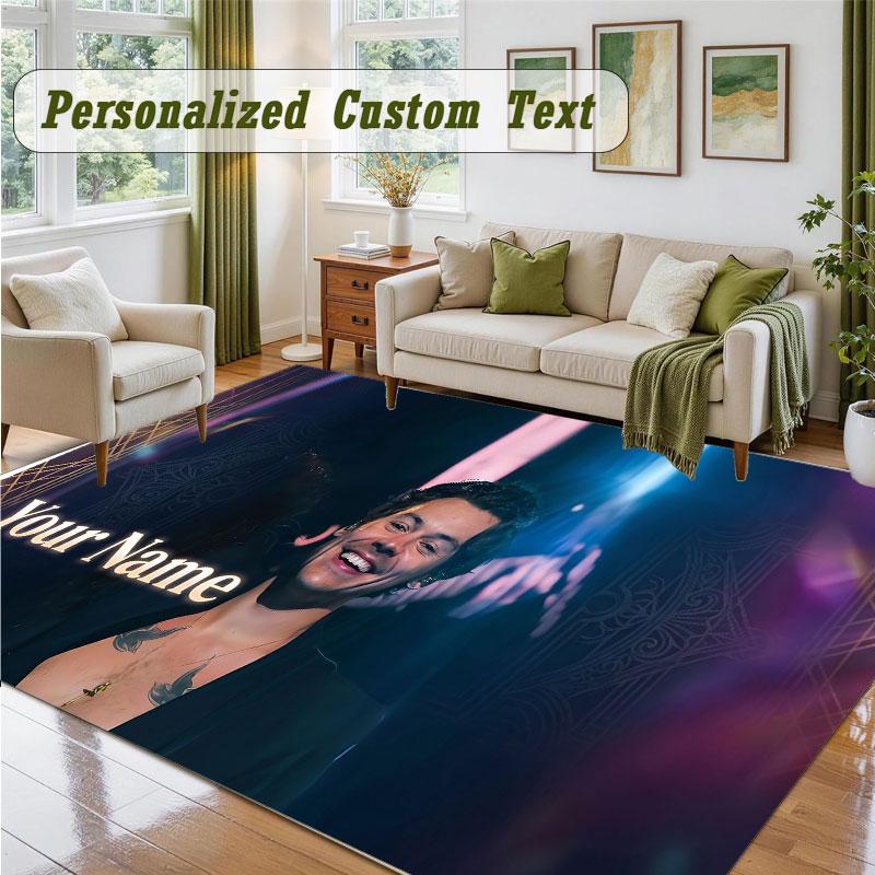 Crystal Velvet Square Rug Custom NameHarry Styles Pattern Non Slip Home Floor Decor Rug