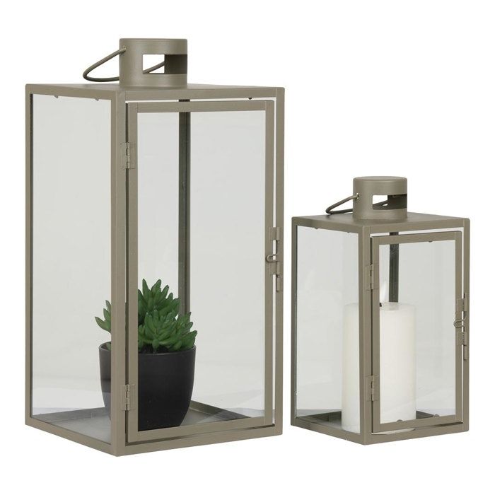 Green Metal and Glass Lantern - Set of 2 - HOUSE NORDIC Corfu