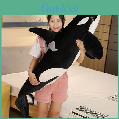Lifelike Tiger Whale Soft Plush Animal Toy Cute Humpback Whale Cushion Doll For Home Decor