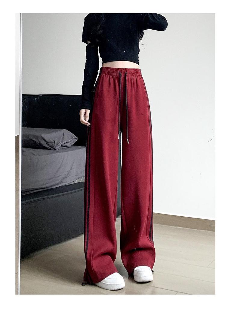 Pantaloni da ginnastica larghi a vita alta drappeggiati da donna per l'estate 2024: Stile Americano Casual, Elegante, Vestibilità Ampia.