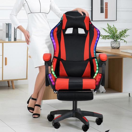Gaming-Stuhl mit Bluetooth-kompatiblen Lautsprechern und RGB-LED-Leuchten Ergonomischer Massage-Computer-Gaming-Stuhl mit Höhenverstellung