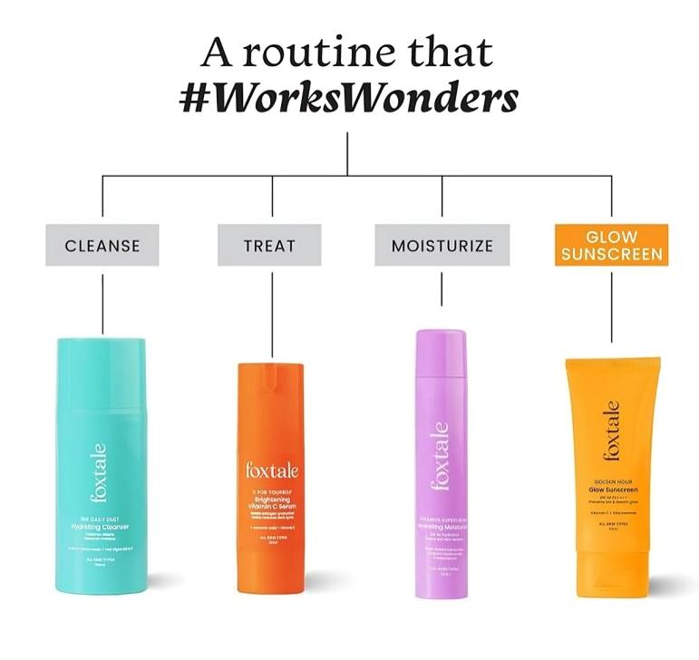 Foxtale Glow Sunscreen SPF 50 PA++++ with Vitamin C & Niacinamide for a Dewy Glow 50ml