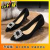 New Rhinestone High Heels Women's Thin Heels Fashion Light Mouth Pointed Single Shoes Black Soft Sole Not Tired Shoes