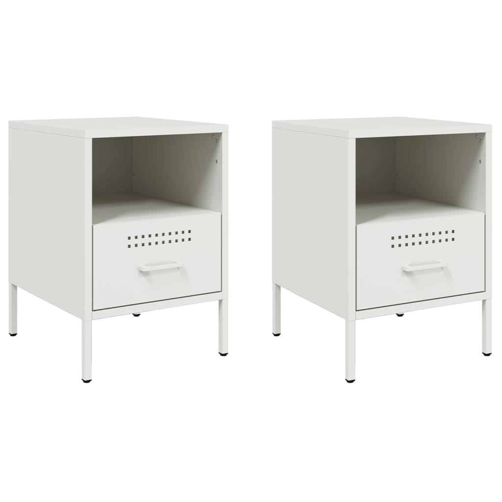 Nightstands 2 Pcs. White 36 X 39 X 50.5 Cm Steel