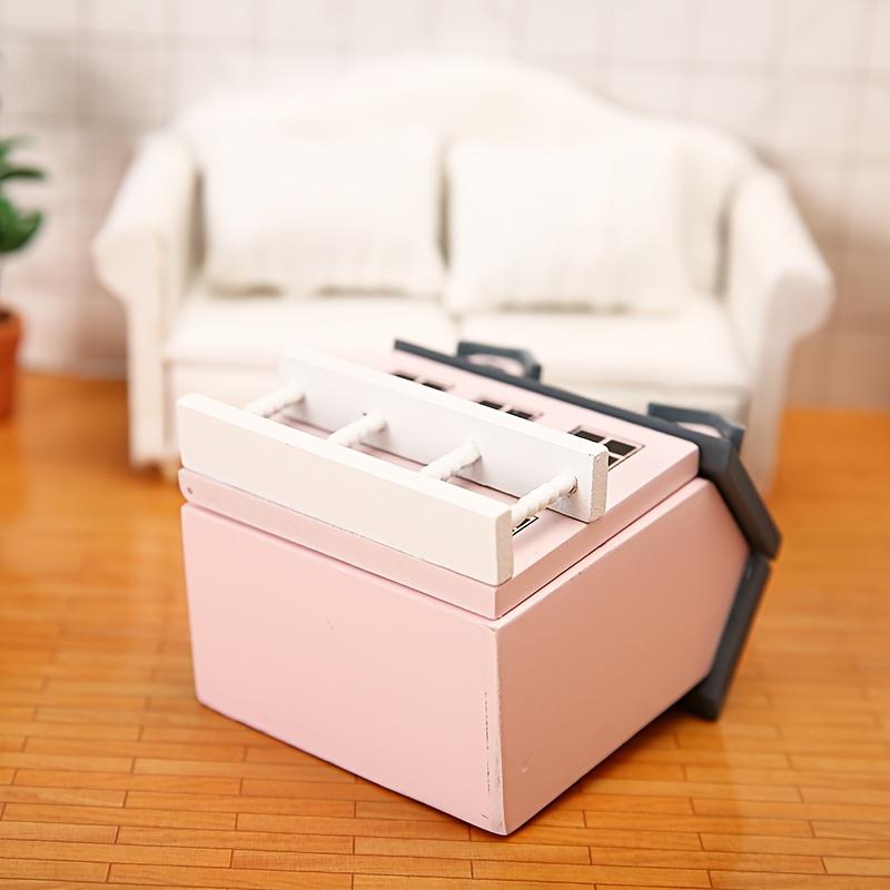 1 Villa Doll House Mini Furniture Set with Cute Pockets, Pink and Blue Walls, Gray Roof, Perfect Doll House Accessories
