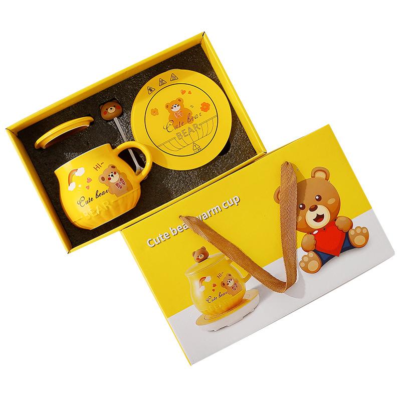 Bär Keramiktasse Warm Thermostatische Tasse Beheizter Untersetzer Isolierte Wassertasse Neues Geschenk Wassertasse Zuhause