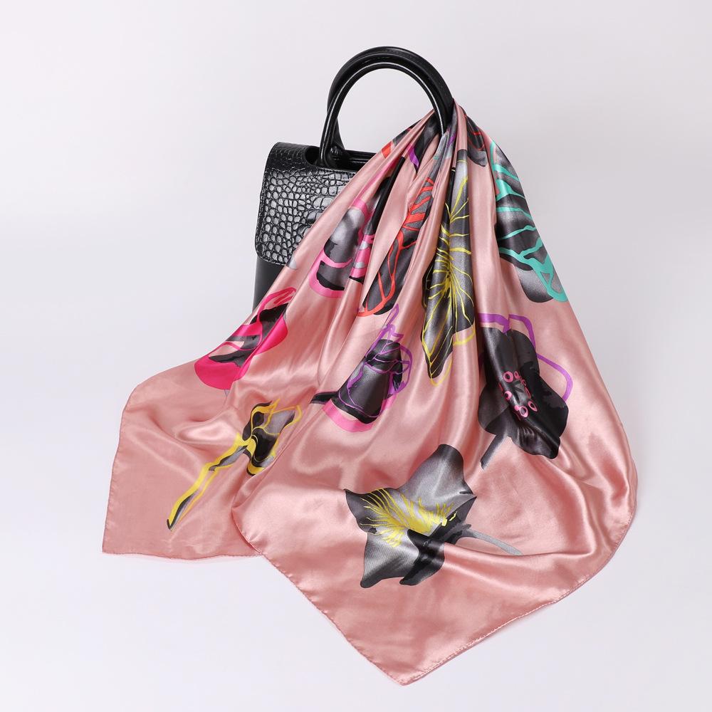 

Высококачественные роскошные шелковые шарфы, повязка на голову, шарфы, шейный шарф для женщин, шелковый шарф с цепочкой, женская декоративная шаль 90cm