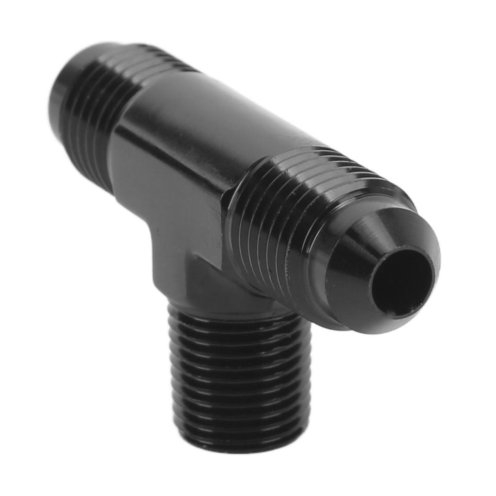 Tee Adapter 3 Way T Shaped Connector Fitting Aluminium Alloy Black Anodized Finish 4AN To 1 8 NPT