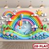 Rainbow Hot Air Balloon Tapestry, 3D Paper Cut Floral Background Cloth, Cute Kids Room Wall Decor