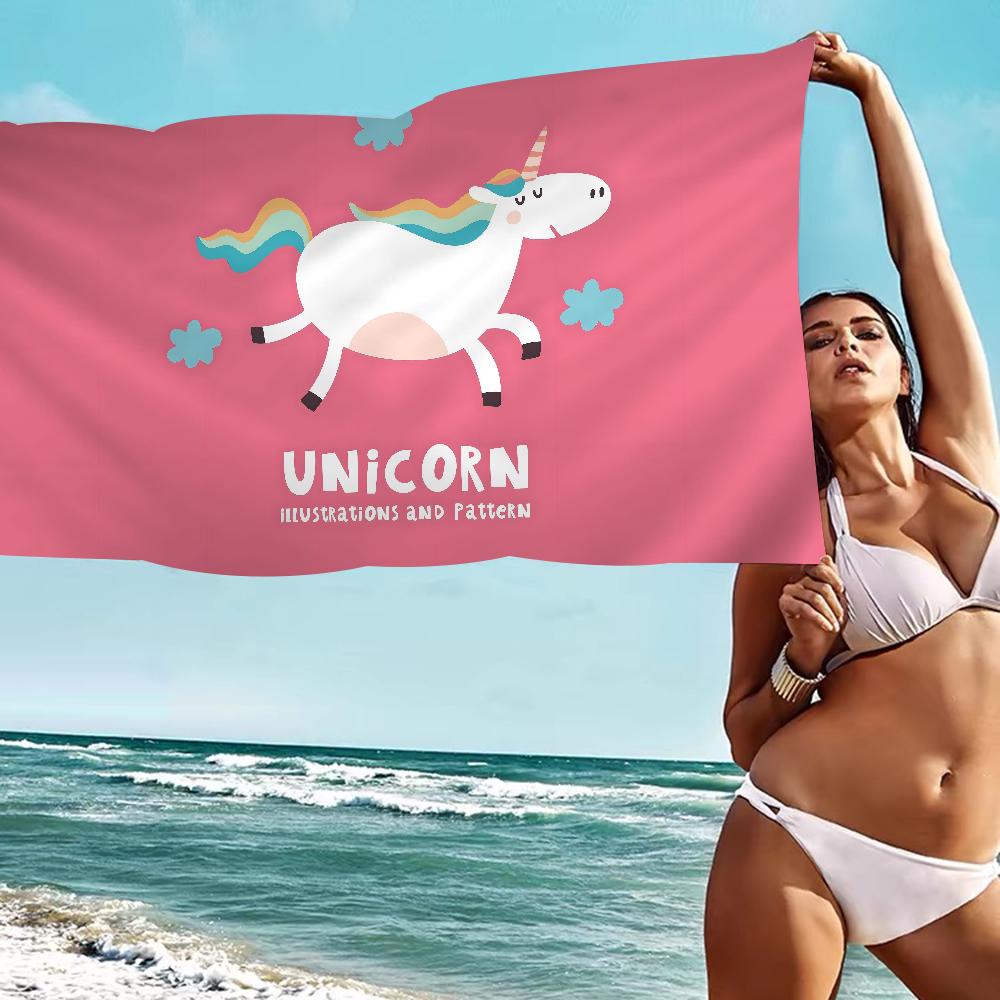 Cartoon Unicorn Animal Microfiber Beach Towel Absorbent Quick dry Soft Yoga Swimming Resort Mountain Climbing Towel