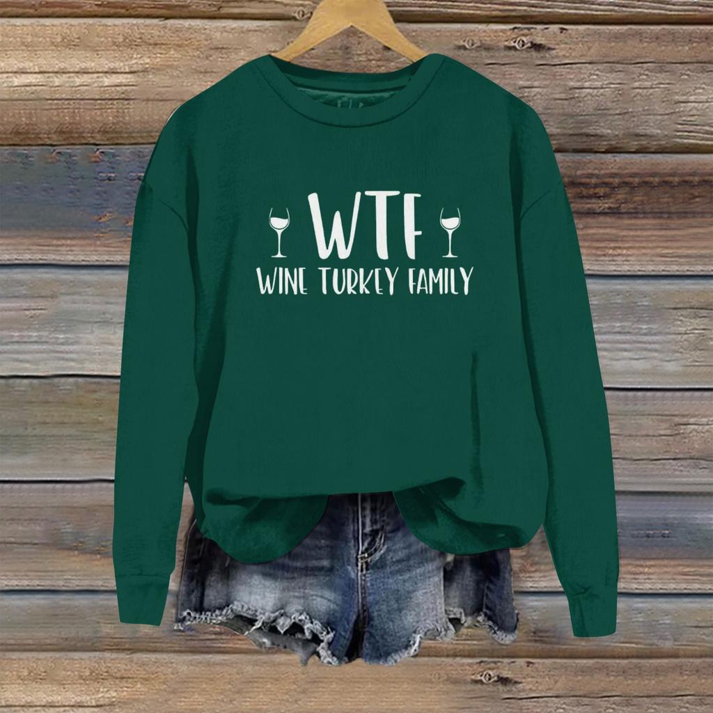 Women's Casual Loose Solid Color Easter Print Round Neck Long Sleeve Hoodie