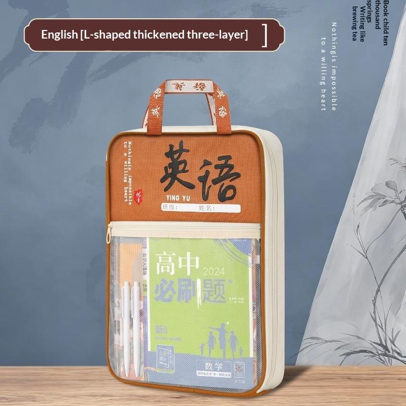 Colorful Cute Large Capacity File Bag, Transparent Document Handbag For Student Exams, A4 Zipper Paper Storage Bag