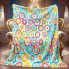 A 2D Colorful Polka Dot Circle Pattern Flannel Blanket, Featuring Soft High-definition Digital Printing, Suitable As a Cooling Blanket for Year-round
