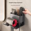 Wall-Mounted Hair Dryer Rack: Bathroom Storage Shelf & Hanging Bracket