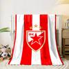 Vertical red and white stripes with a shield emblem and three stars. for all seasons blanket lunch break throw gift