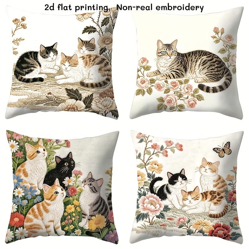 Cute CatPrinted Doublesided Printed pillow cover Short plush Suitable living rooms bedrooms sofas throw cushion cover