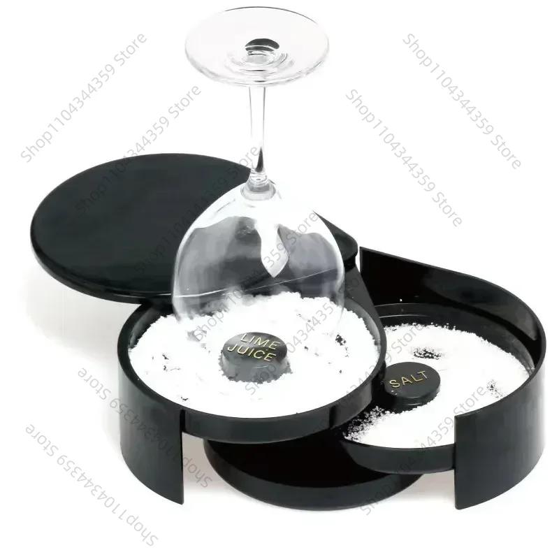 3 Tier Rotating Salt Rimmer Box Mixing Salt Sugar Rim Box Juice Cocktail Seasoning Rimmers Bartender Tool Bar Accessories