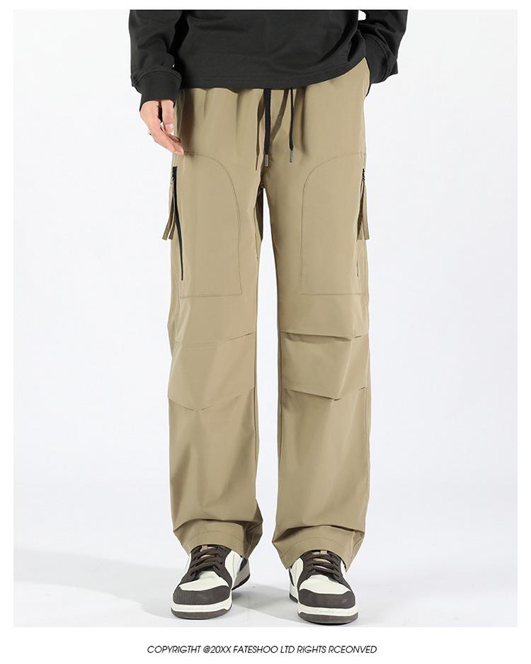 2024 Men's Trendy High Street Cargo Pants: Spring/Autumn, Handsome Loose Fit, Waterproof for Outdoor and Mountaineering