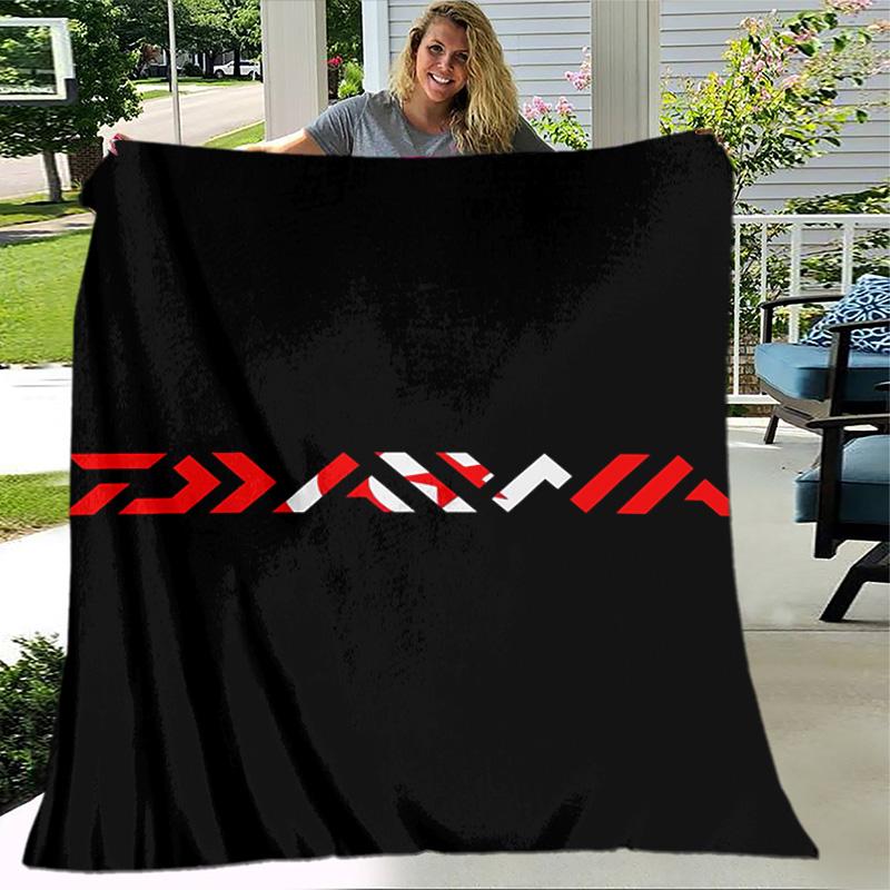 Fishing D-Daiwa printed throw blanket—lightweight,soft,warm;versatile blanket for all seasons—perfect as &air-conditioning throw,nap blanket