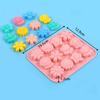 New Silicone Flower Shaped Mold Pink Blue Green 12 Cavity Chocolate Cookies Mold Handmade Baking Tool Home Kitchen