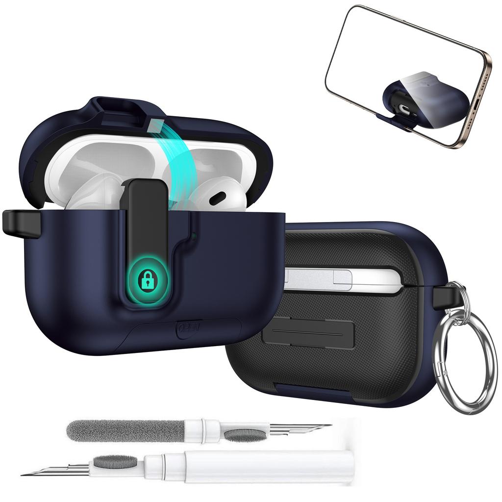 2025 for Airpods Pro 3 Protective Case Phone Stand Design with Cleaner Kit Magnetic Automatic Lock for Airpods Pro 3(Sand Stone)