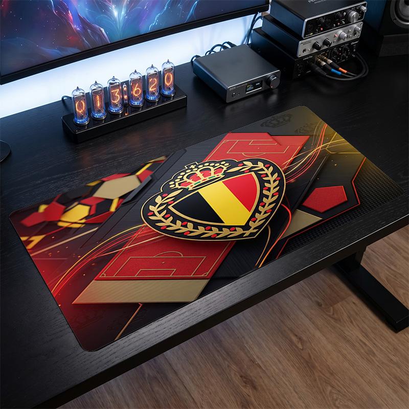 Belgium Football Crest Mouse Pad, Extended Non Slip Rubber Desk Mat for Gaming Office Laptop Fan Gift