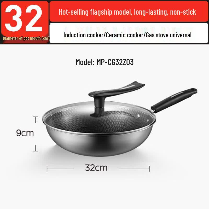 Midea 304 Stainless Steel Honeycomb Non-stick Wok
